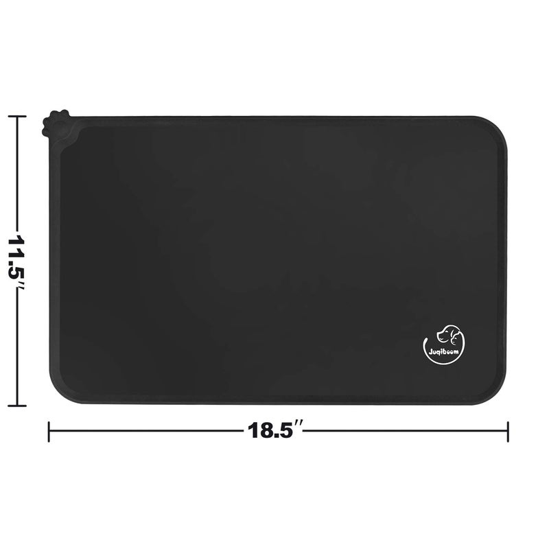 Juqiboom Silicone Waterproof Dog Cat Pet Feeding Mats, Non Slip, Easy Clean Pet Dog Cat Bowl Mats Placemat (18.5" x 11.5") Black - Image 3